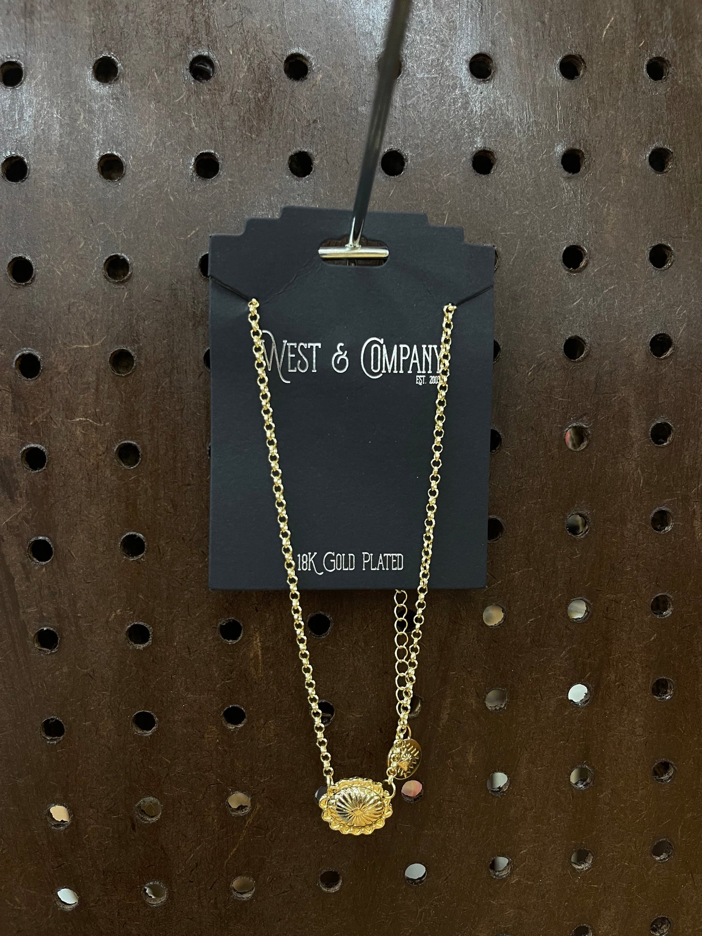 West & Co Plated Dainty Concho Necklace