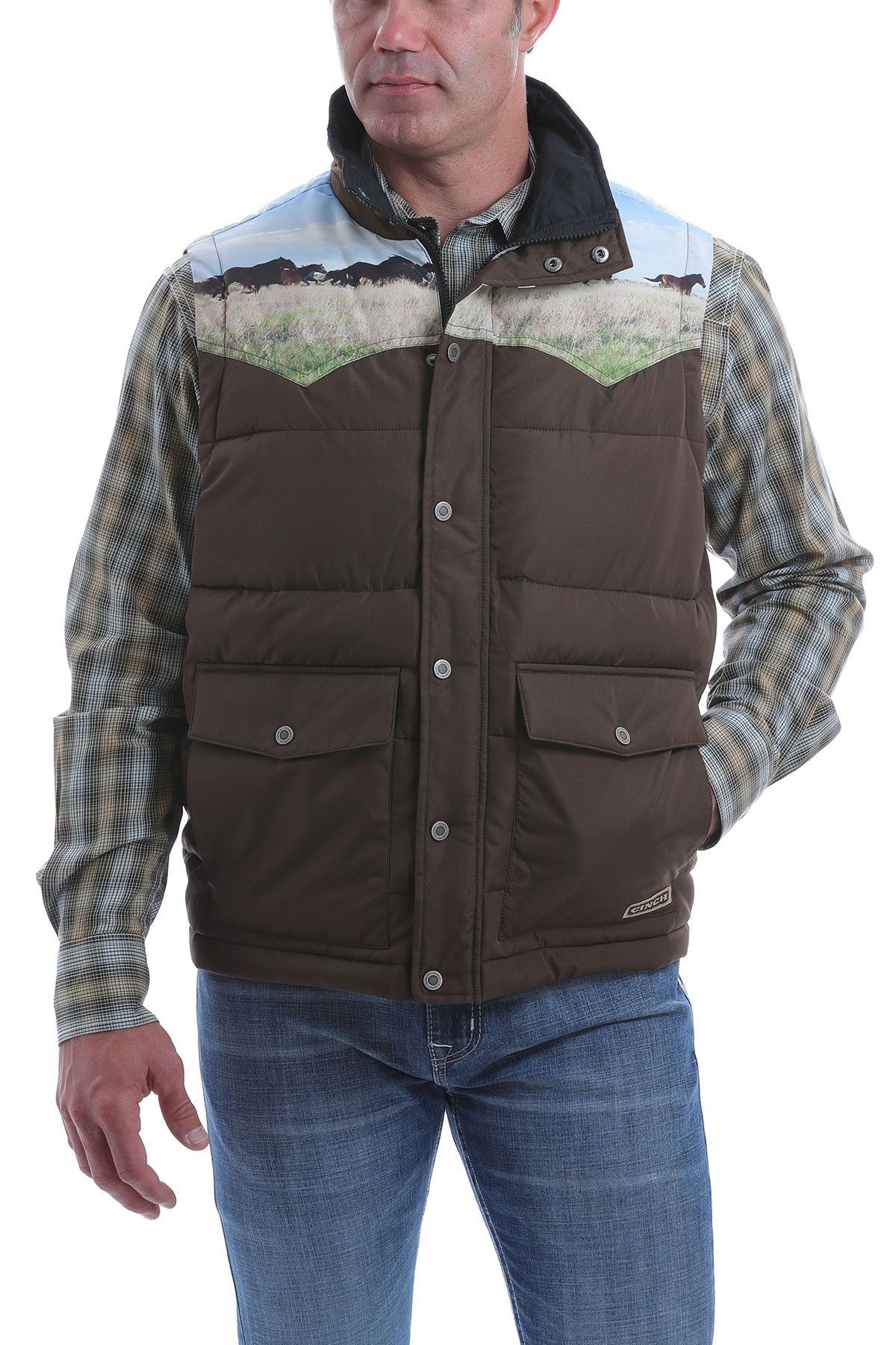 Cinch Men’s Retro Quilted Vest Brown