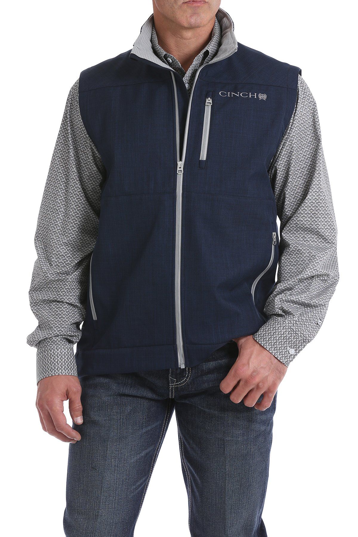 Cinch Men’s Textured Vest Navy/Grey