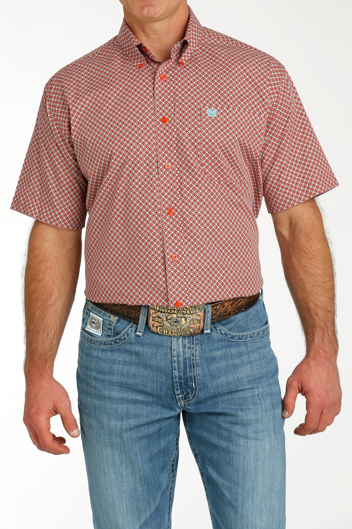 Cinch Men’s GeoPrint SS Red