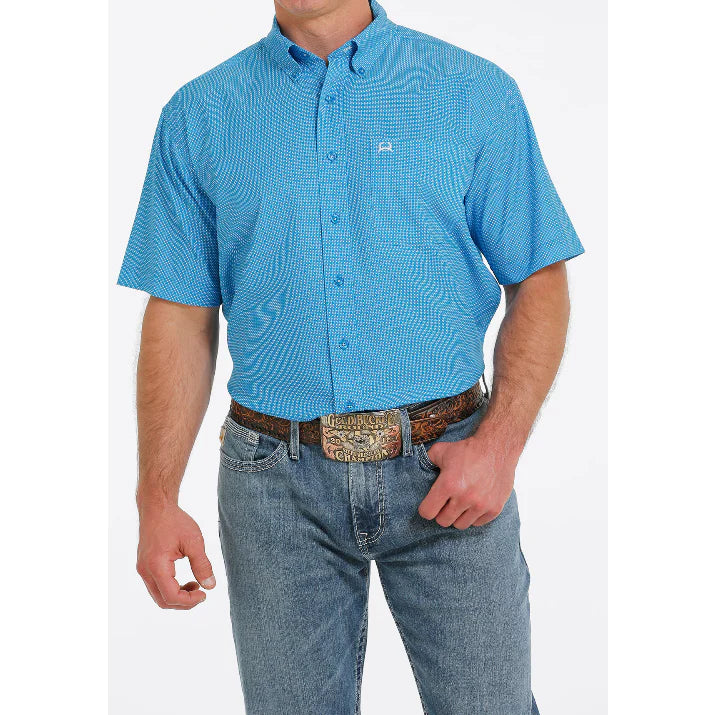 Cinch Men’s ArenaFlex Dotted Blue SS Shirt