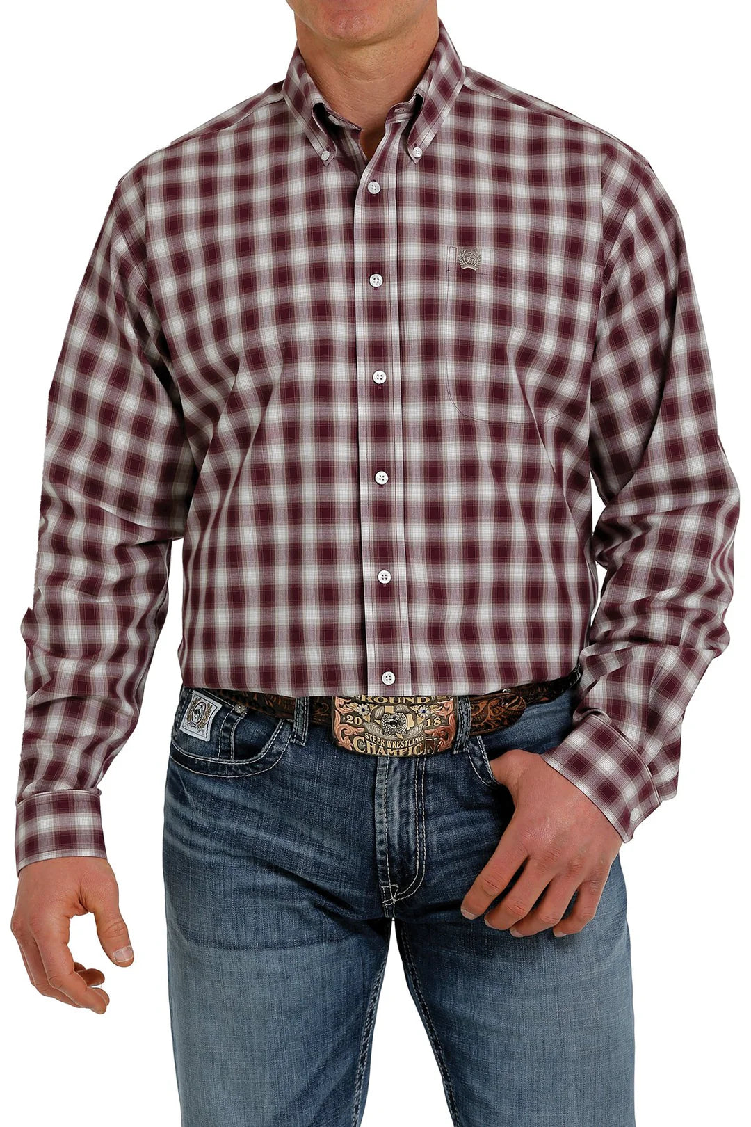 Cinch Men’s Plaid LS Shirt Purple