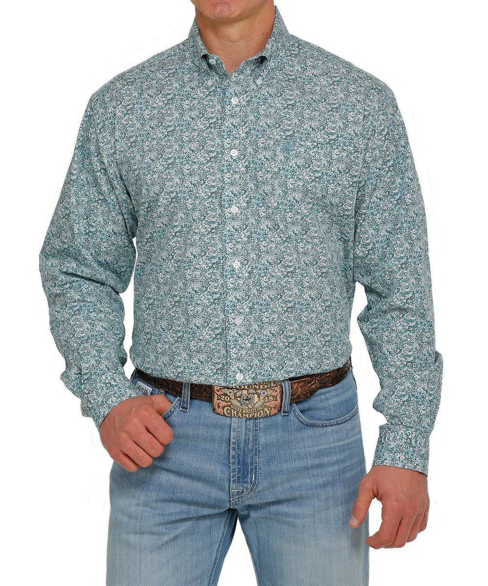 Cinch Men’s Paisley Print Shirt Grey