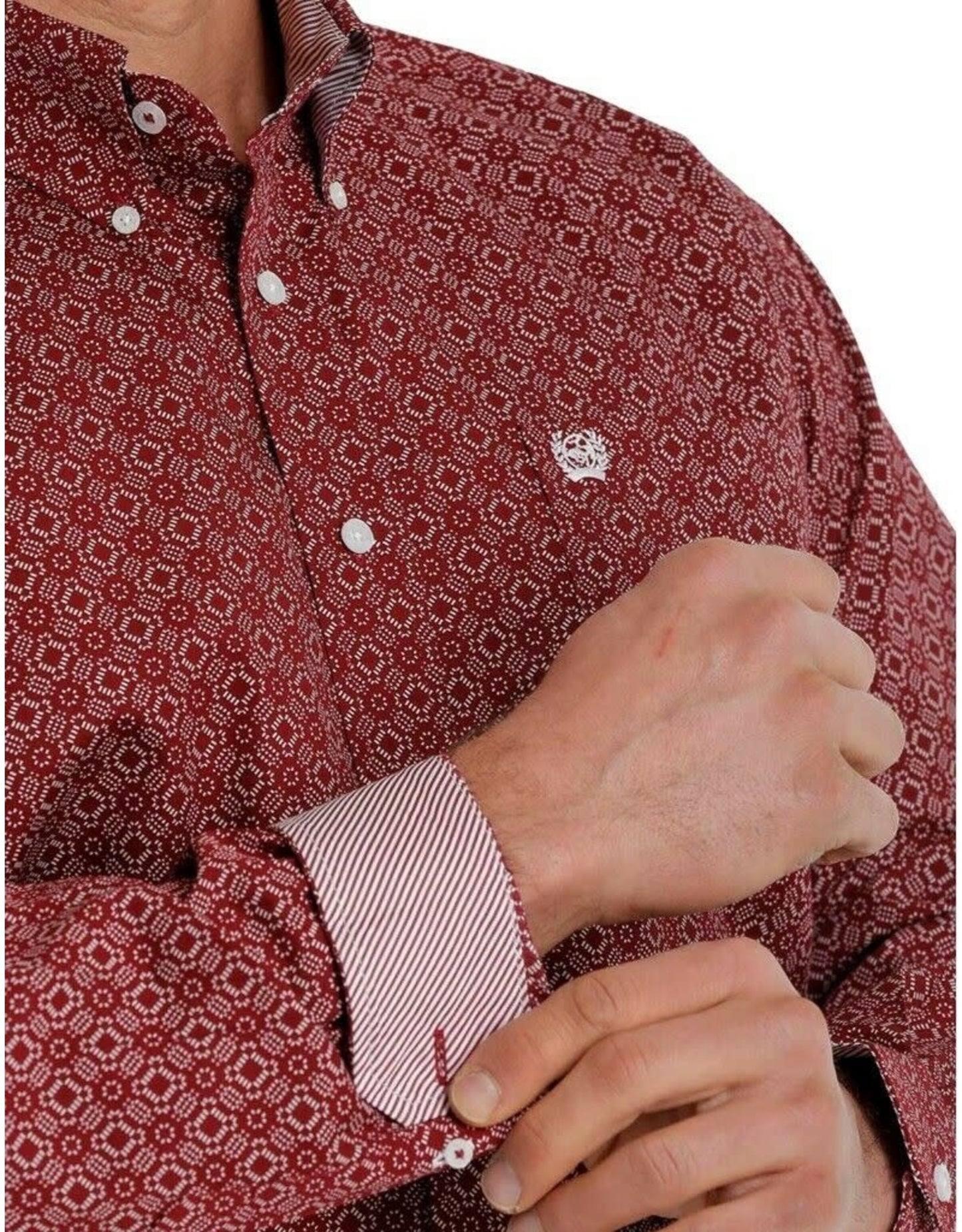 Cinch Men’s Classic Fit Burgundy Western Button Up Shirt