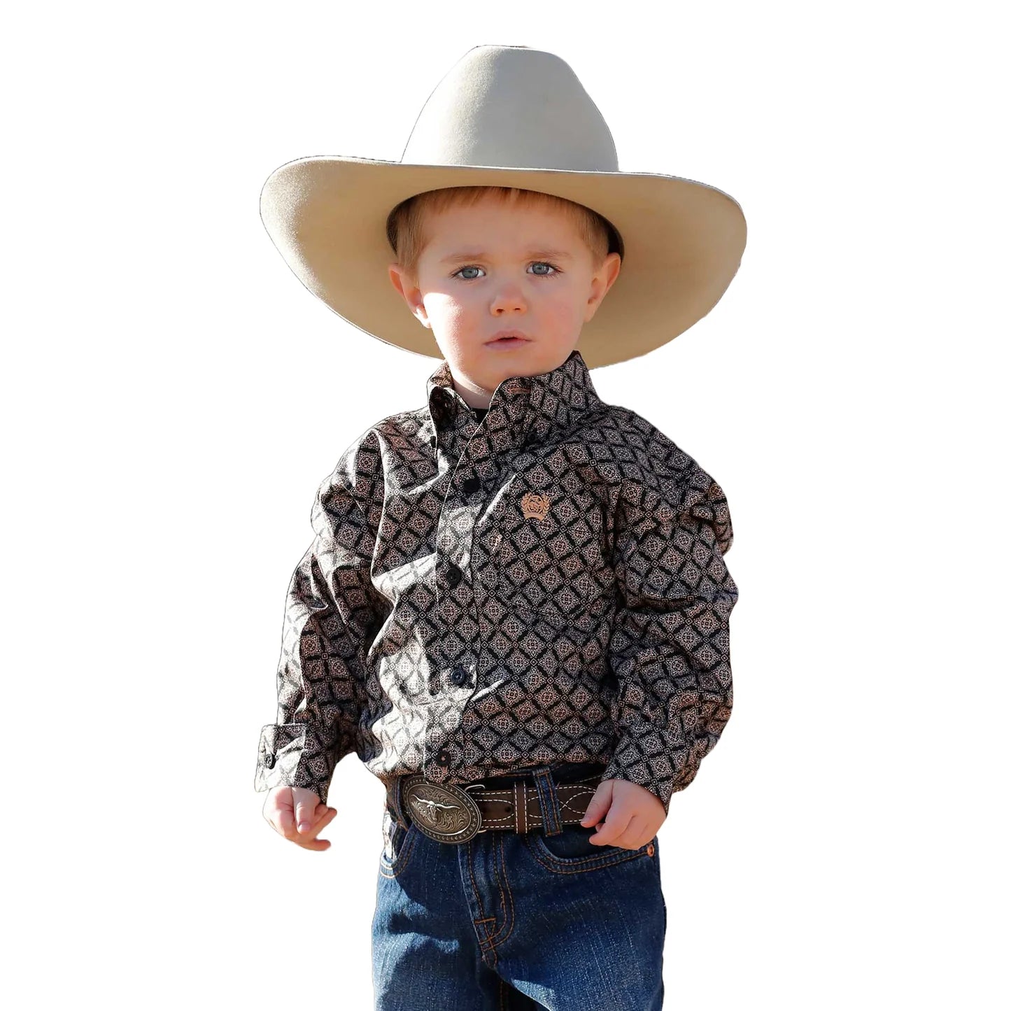 Cinch Boys Diamond Printed LS Shirt Black