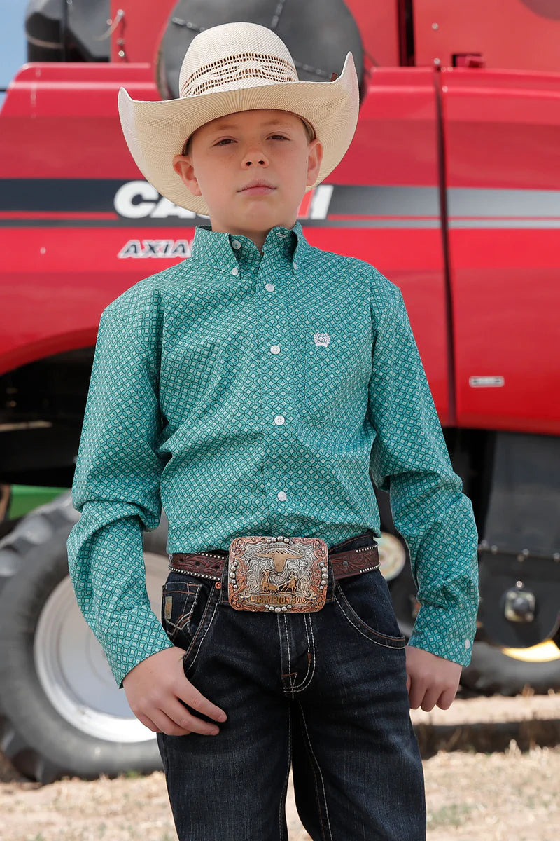 Cinch Boys LS Shirt Turquoise