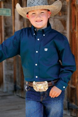 Cinch Boys Solid Button Down Western Shirt Teal