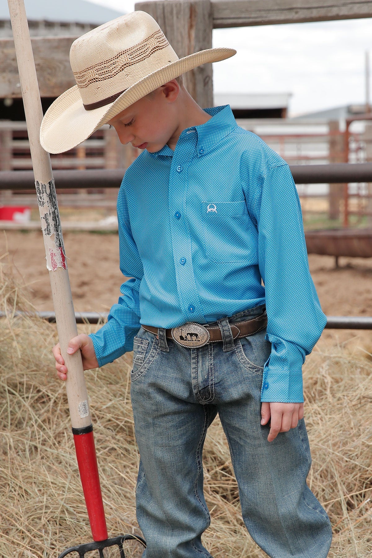 Cinch Boys ArenaFlex ButtonDown WesternShirt Blue