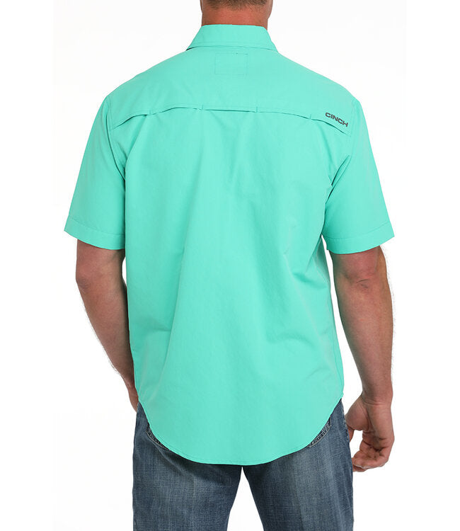 Cinch Mens ArenaFlex Button Up SS Turquoise