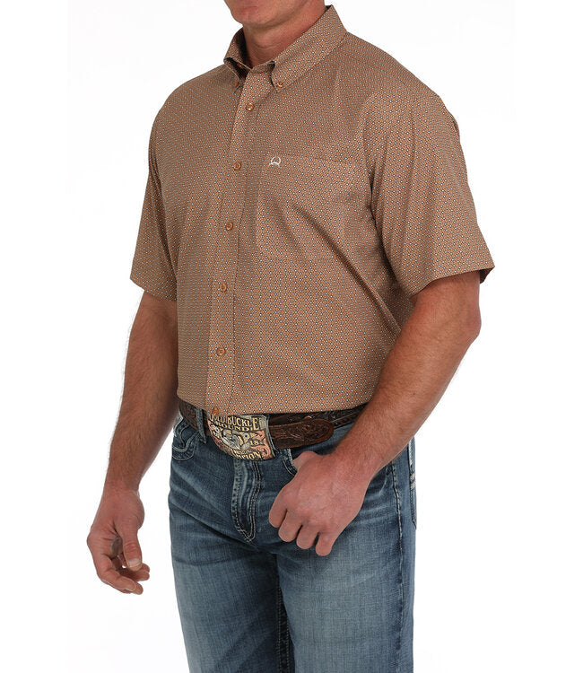 Cinch Men’s ArenaFlex SS GeoPrint Button-Down