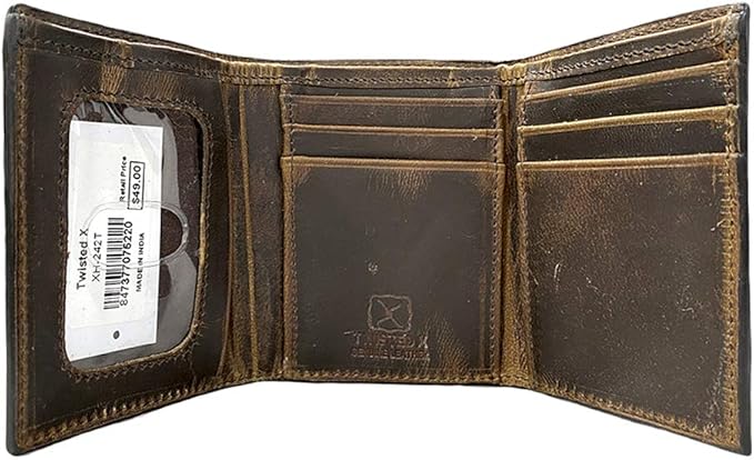 Twisted X Distressed Bomber Brown Trifold Wallet