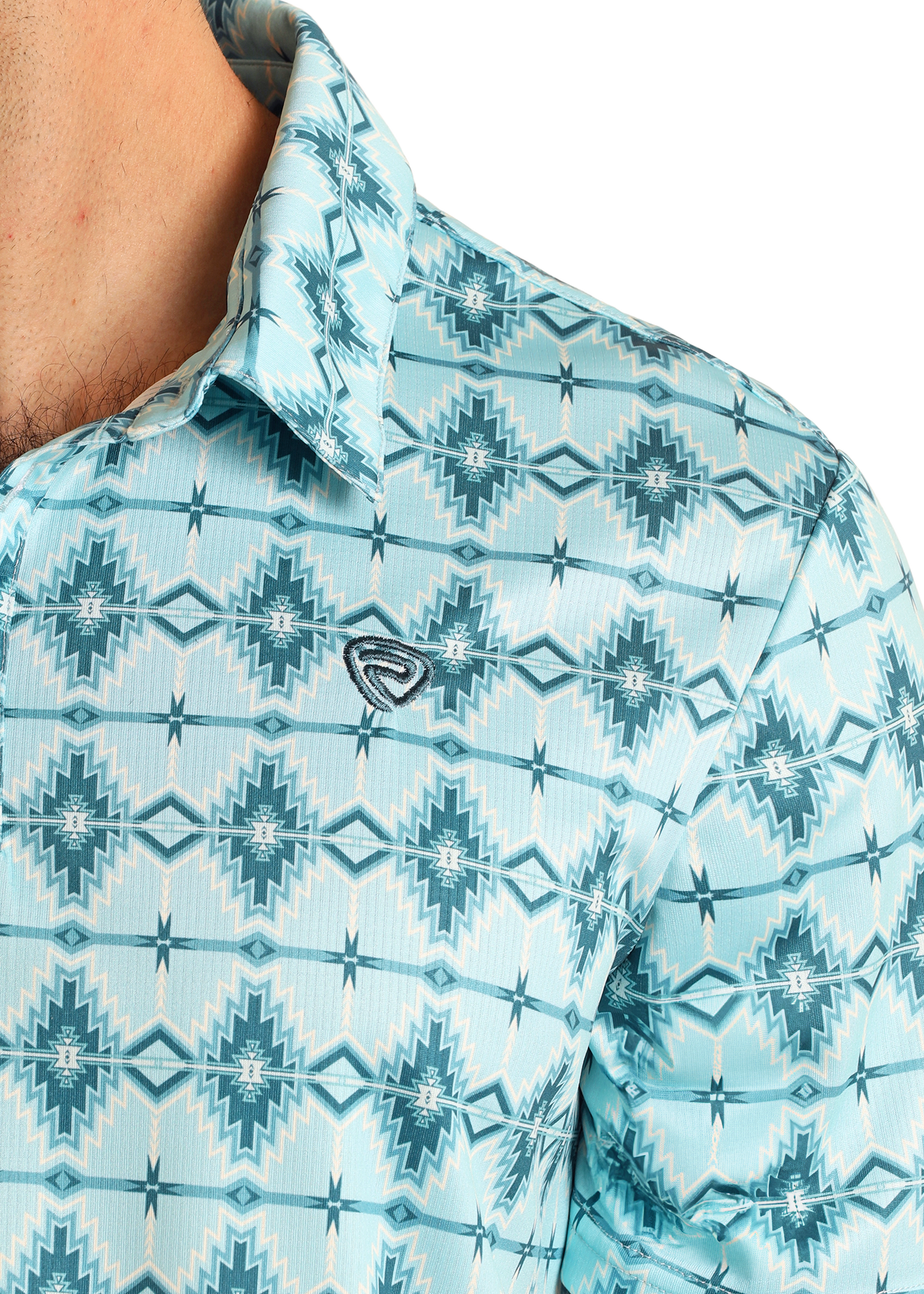 Rock&Roll Men’s Aqua Aztec Polo