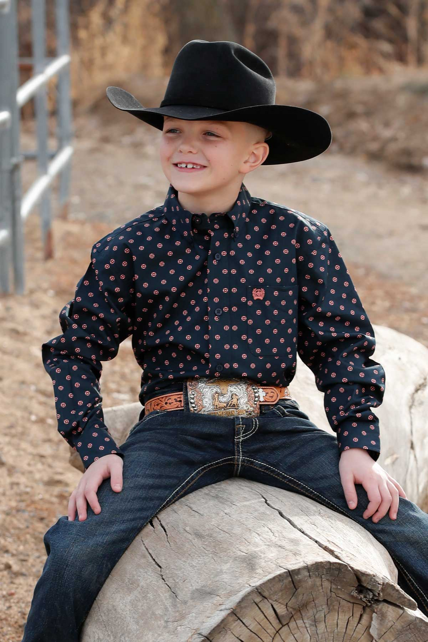Cinch Boys Navy Geometric Print