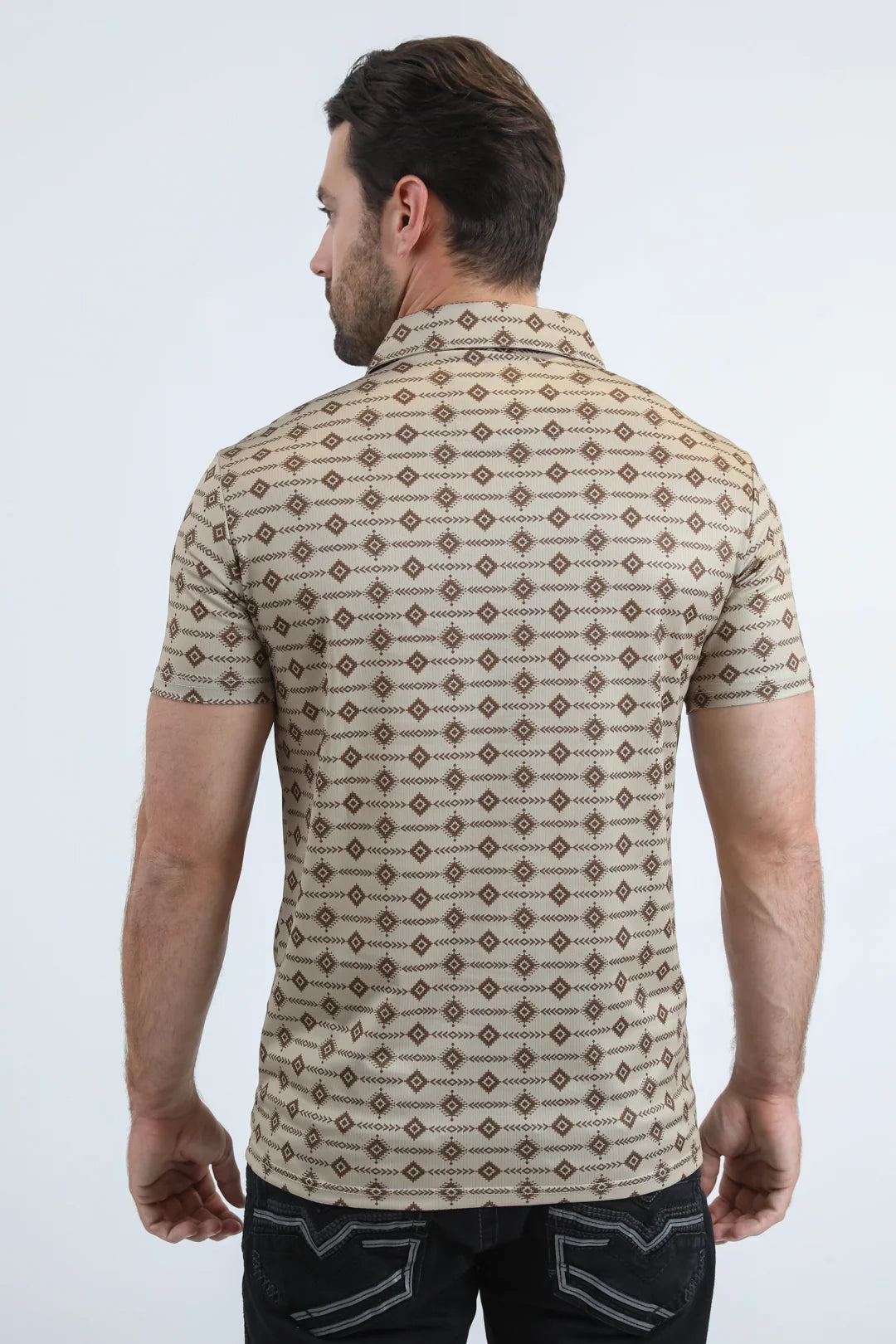 Platini Men’s Performance Midnight Aztec Beige Polo