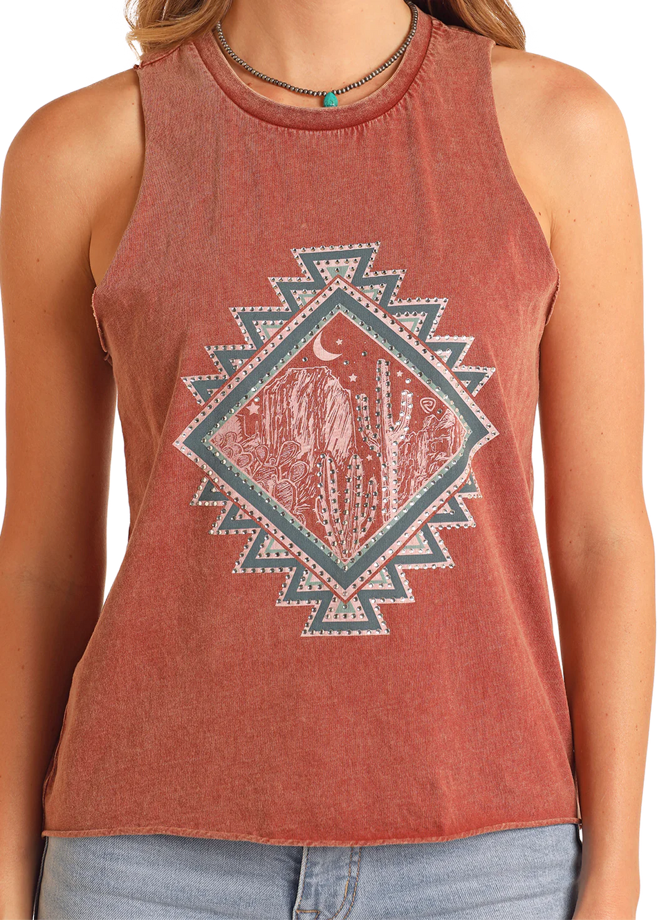 ROCK AND ROLL WOMENS BLING RUST GRAPHIC TEE