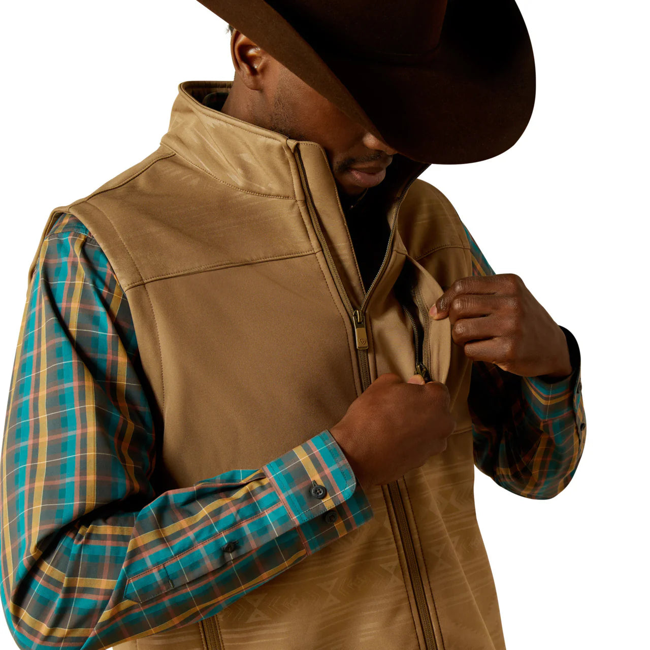 Ariat Men's Vernon Softshell Khaki Southwest Vest 10062391