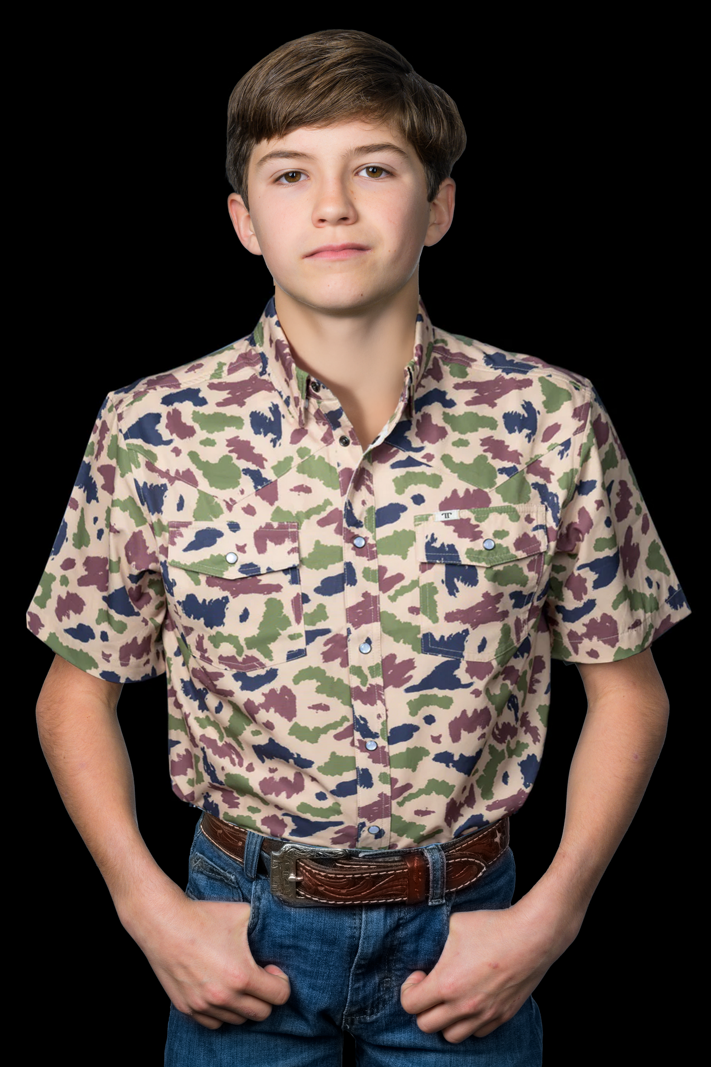 Ferrel Kids Camo Short Sleeve Snap Shirt