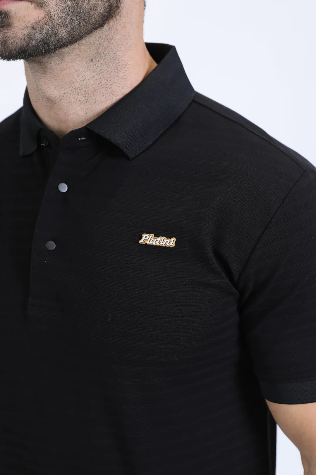 Platini Men’s Modern Fit Stretch Cotton Black Polo
