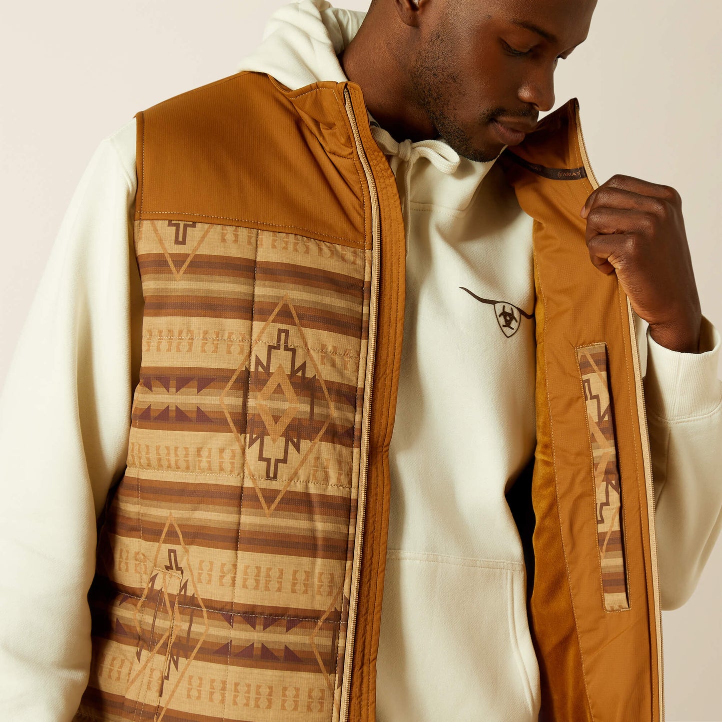 Ariat Men’s Crius Insulated Tonal Serape Almond Khaki Vest 10062900