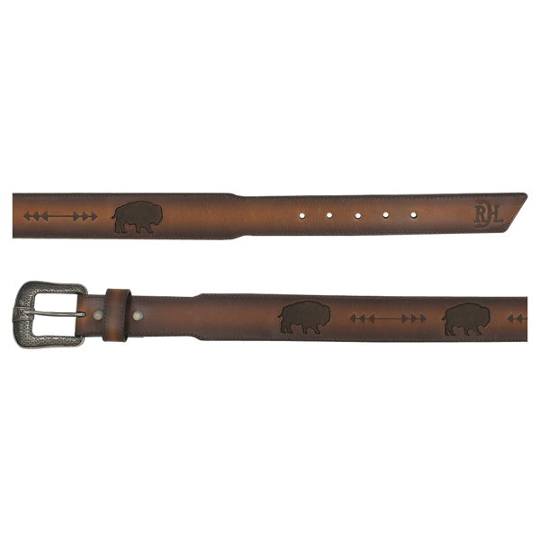 Red Dirt Hat Co Belt Burnished Brown W/Bison Inlay