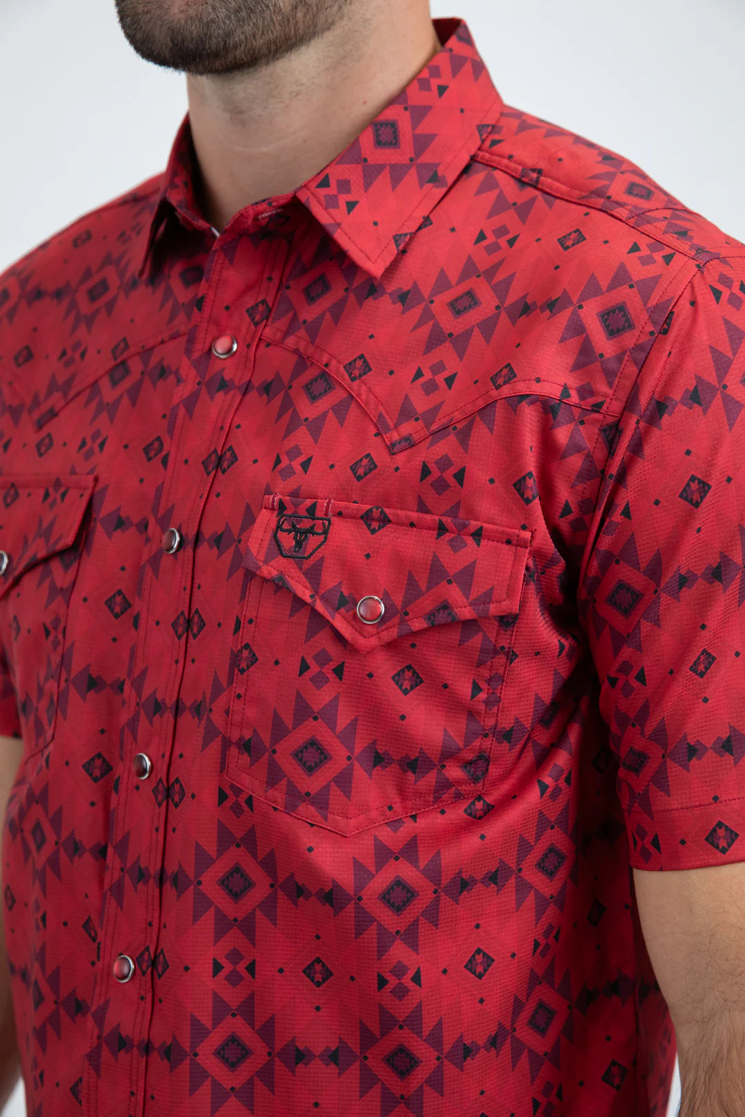 Platini Men's Performance Western SS Red Shirt PGW11141