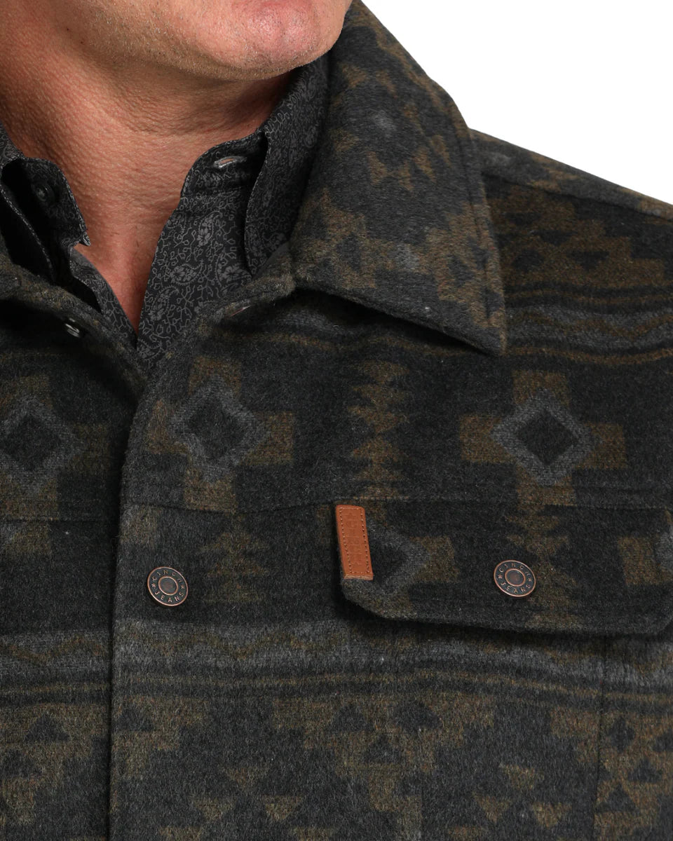 Cinch Western Jacket Mens Print Trucker Snap Charcoal MWJ1921003