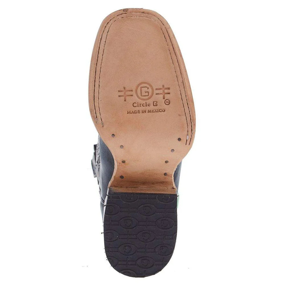 Circle G Youth Black Embroidery Western Boot