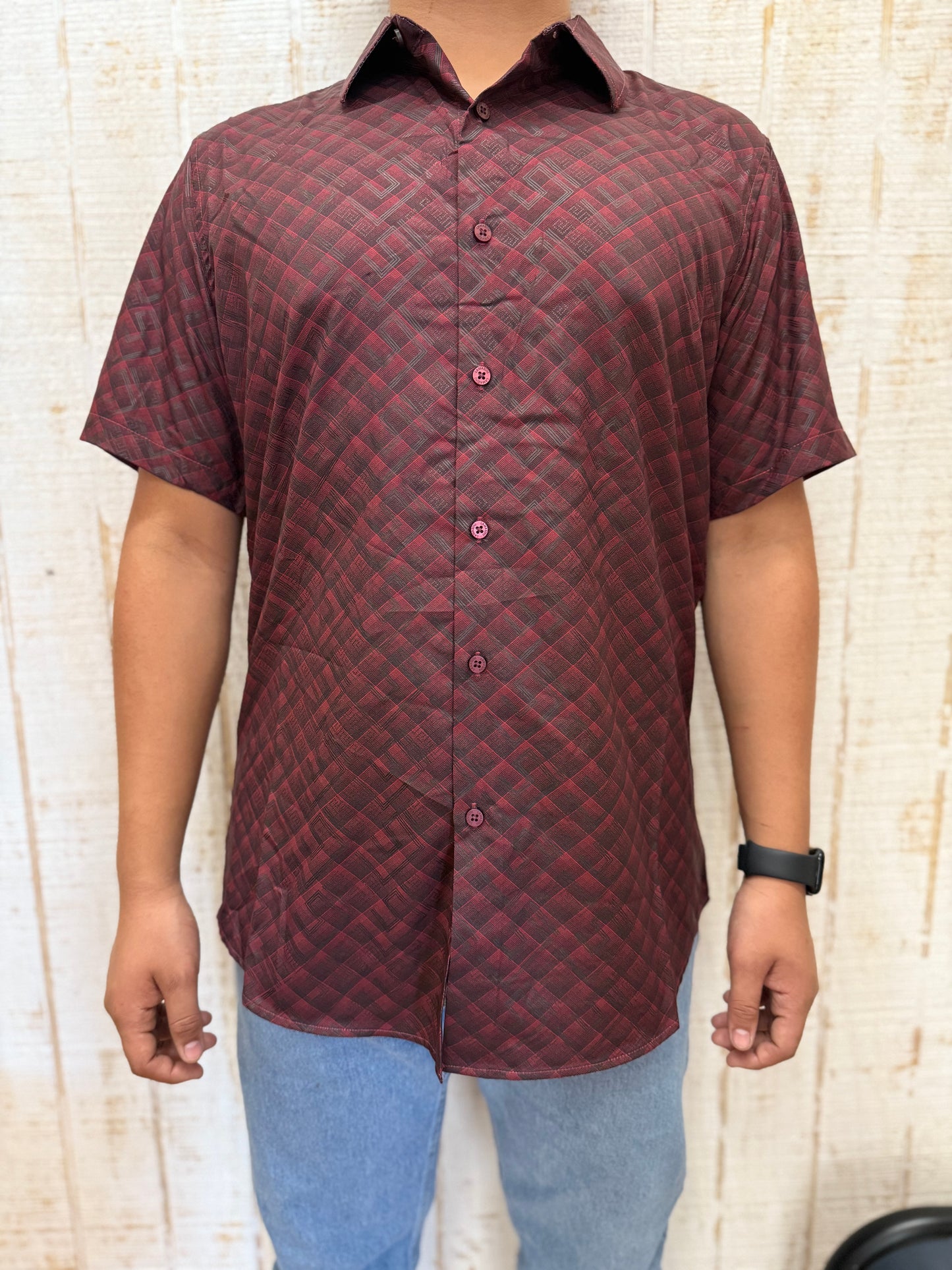 Lamasini Men’s SS Shirt Burgundy