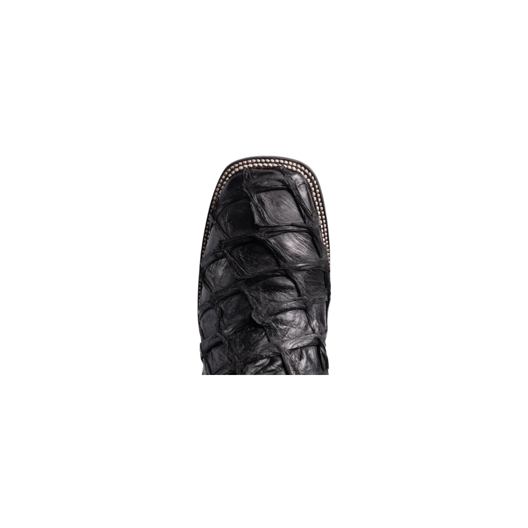 Cuadra Men’s Black Glazed Fish Pirarucu Laser & Woven Boot CU787