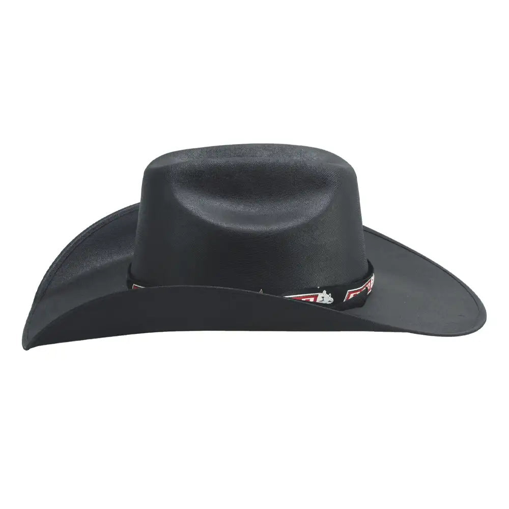 Bullhide PBR Committed To Win Linen Straw Cowboy Hat Black 5032