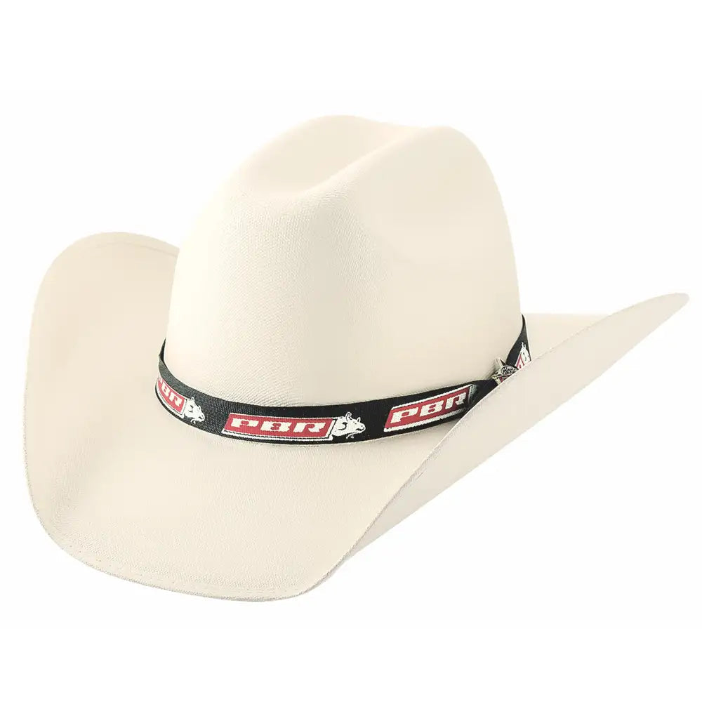 Bullhide PBR Committed To Win Linen Straw Cowboy Hat White 5032