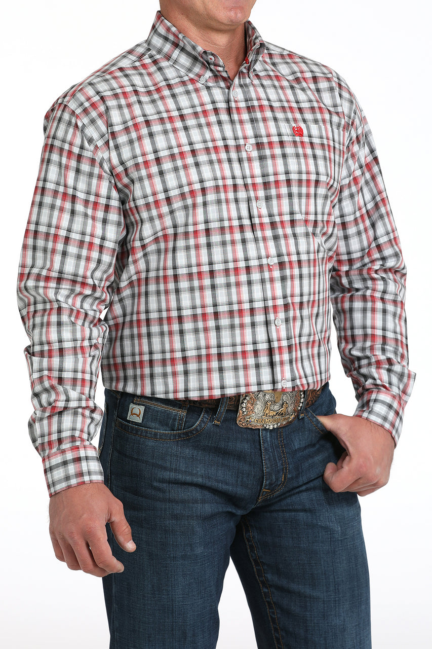 CINCH RED WHITE PLAID PRINT - MENS SHIRT