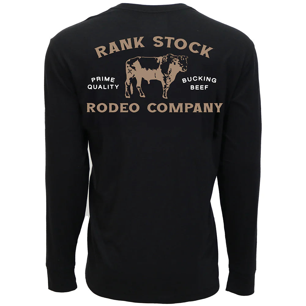 HOOEY "RANK RODEO" LONG SLEEVE T-SHIRT BLACK W/TAN LOGO