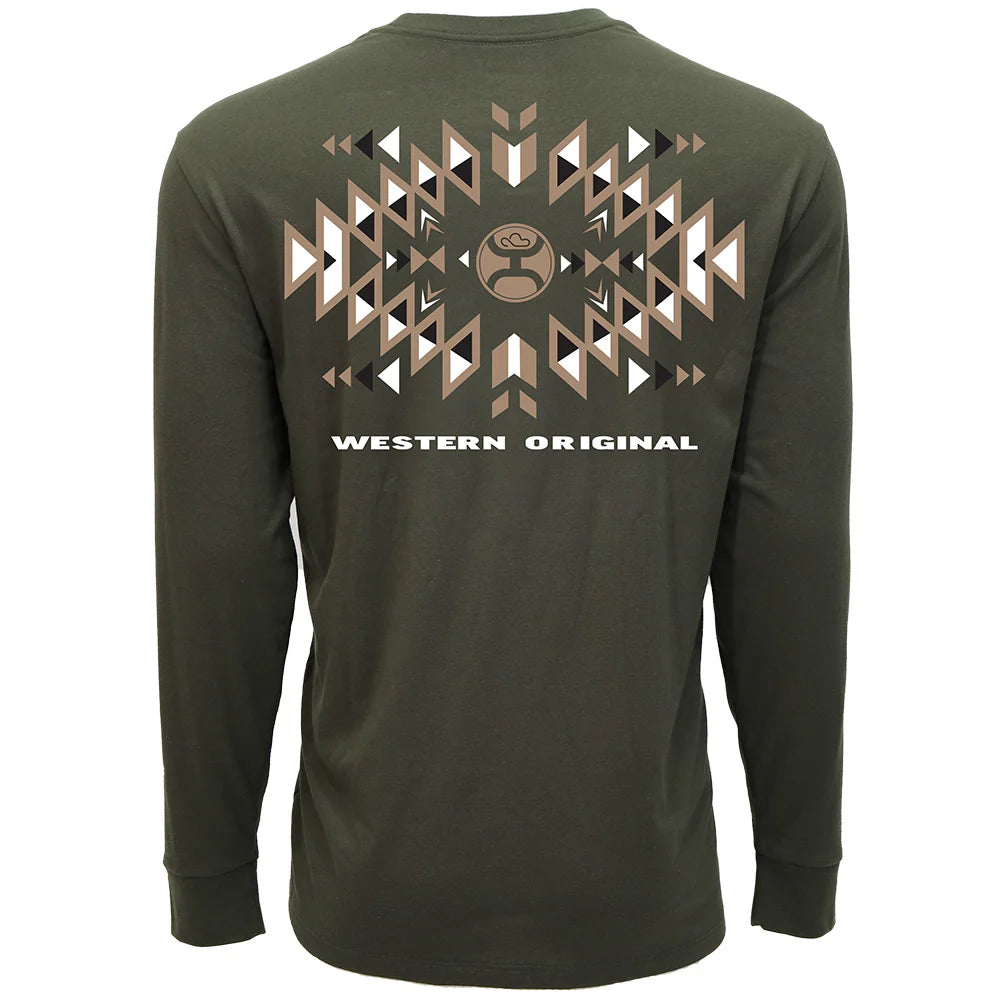 HOOEY "ELDORADO" LONG SLEEVE T-SHIRT GREEN W/TAN & WHITE LOGO
