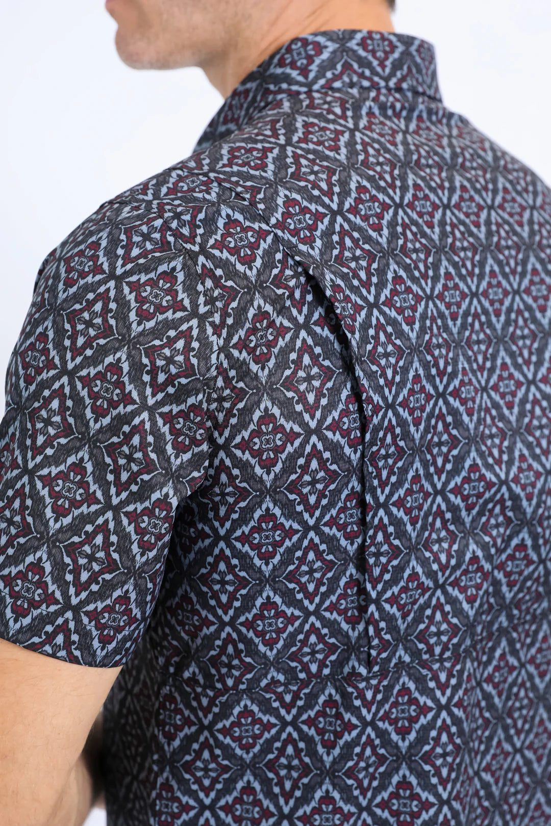 Platini Men’s Performance Western SS Aztec Print Black/Burgundy