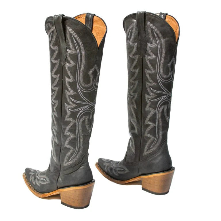Tanner Mark Women’s Oakley Crackle Black Fashion Heel Knee High