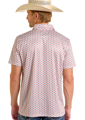 Rock&Roll Men’s Red/Blue Geo Print Polo