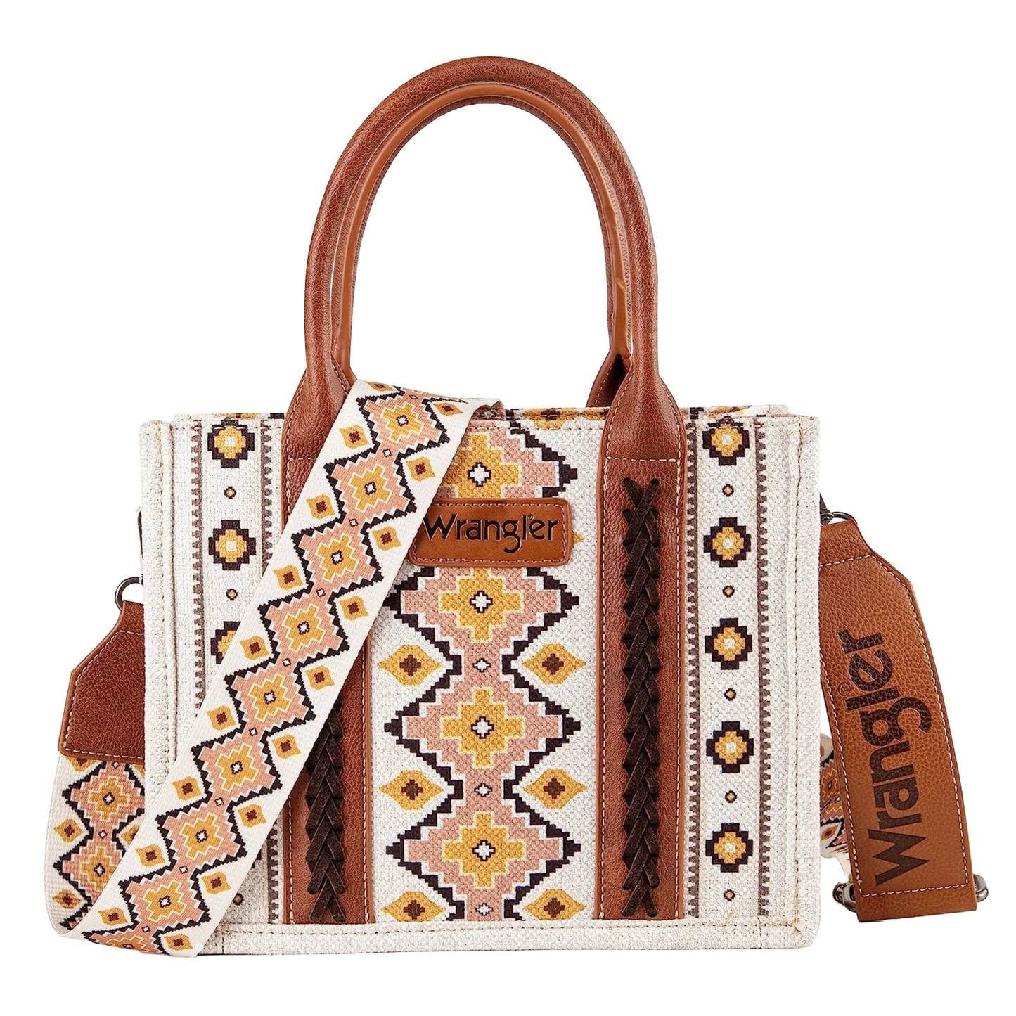Wrangler Ladies Southwestern Small Brown Crossbody Tote Bag WG2202-8120SCF