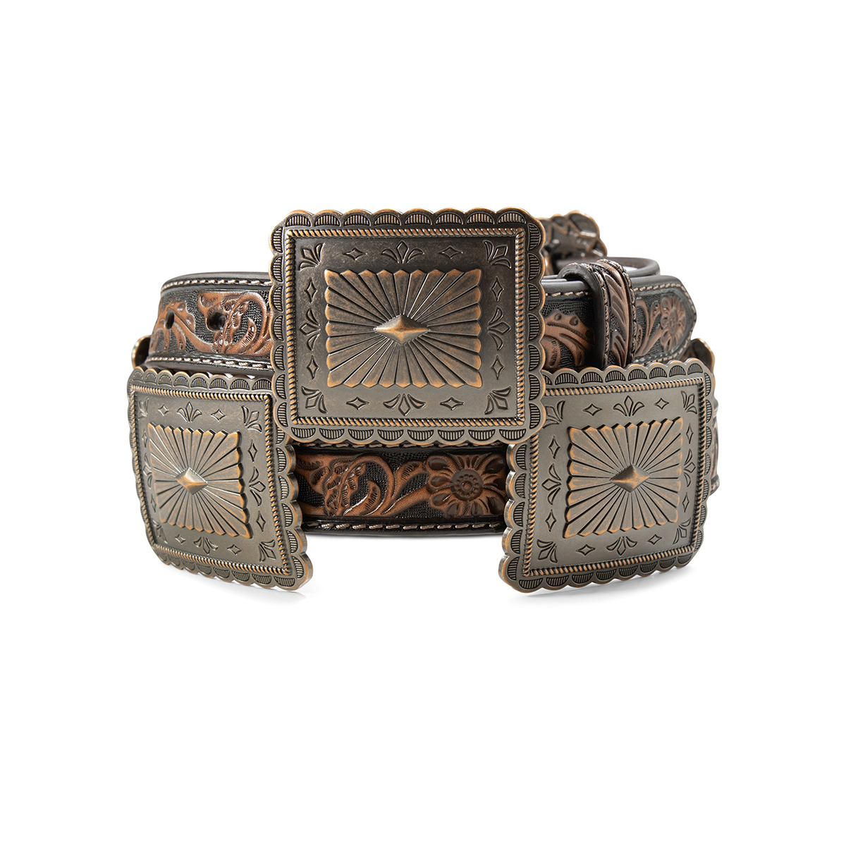 Ariat Floral embossed Conchos Brown Belt Ladies A1567902