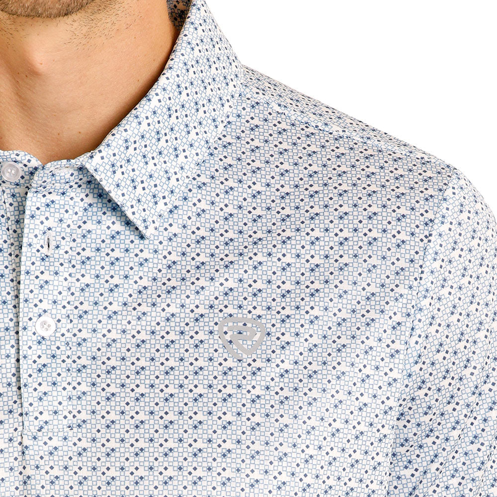 Rock & Roll Denim Men's Blue Geo Print Performance Polo BM51T08333