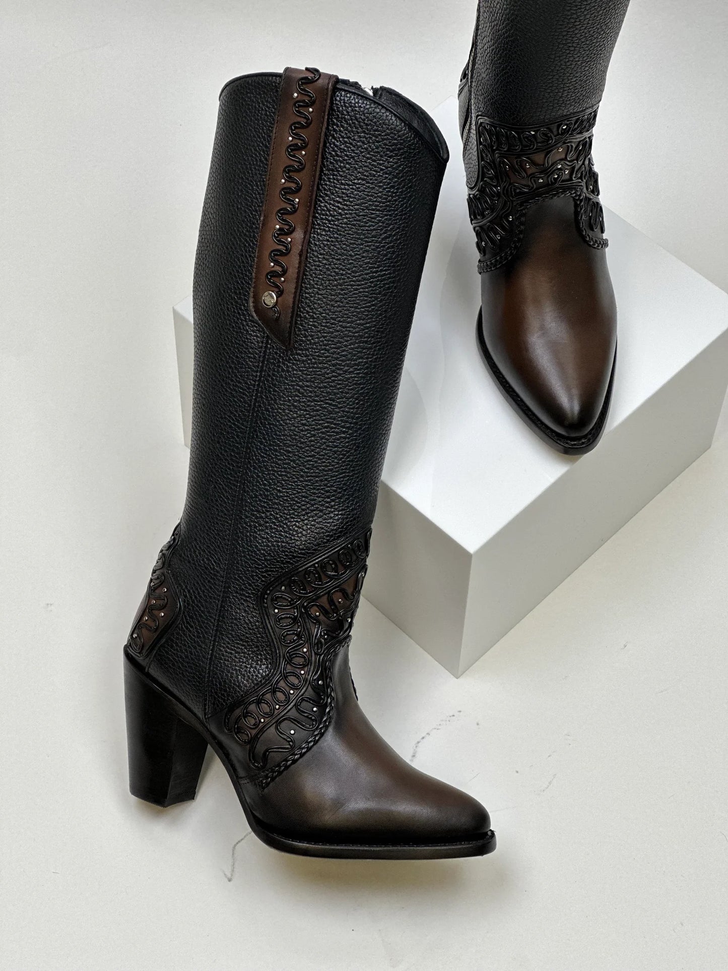 Cuadra Ladies Boot Chocolate Zipper Round Toe CC240