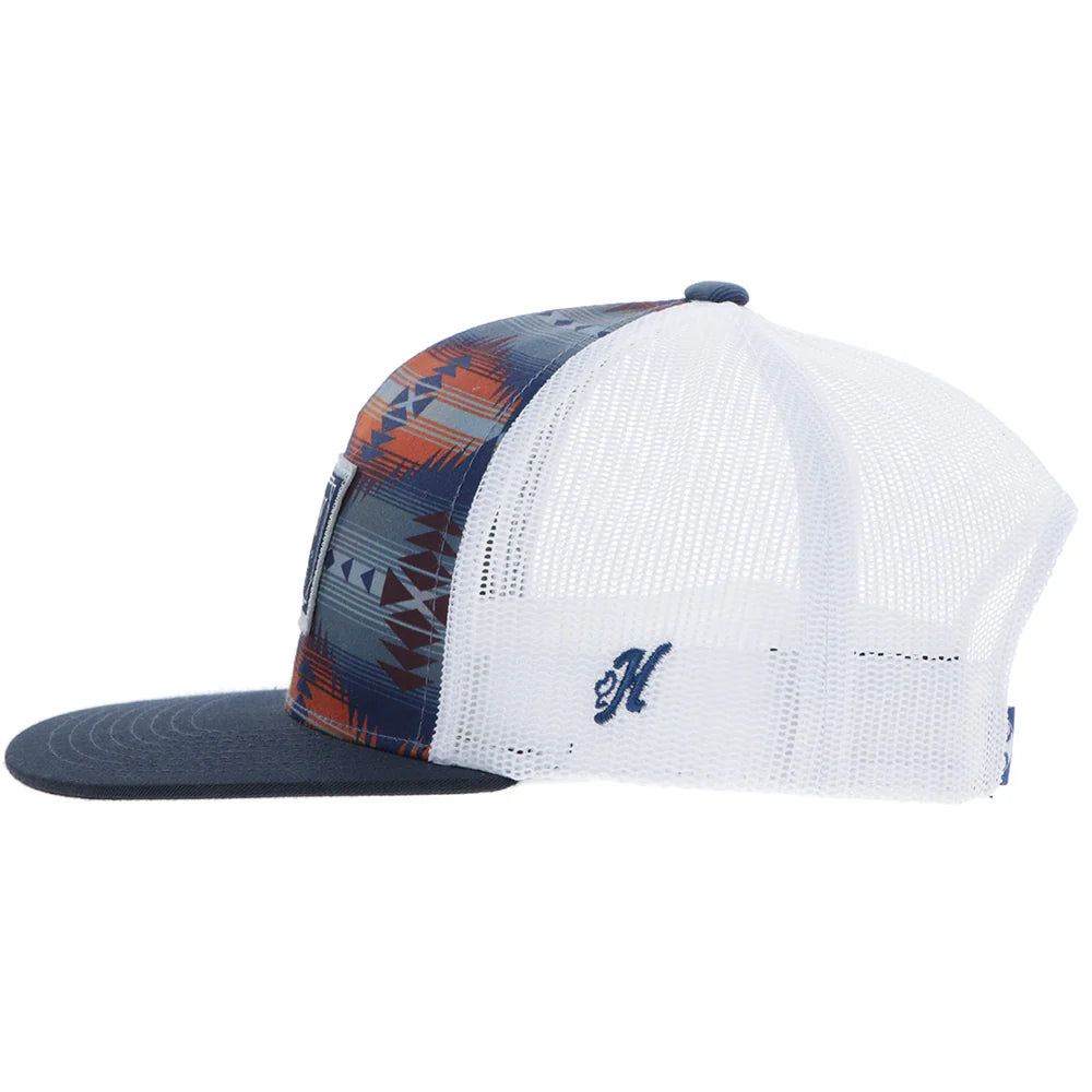 Hooey "DOC" Hat Navy/White Aztec w/ Rectangle Patch 2502T-NVWH