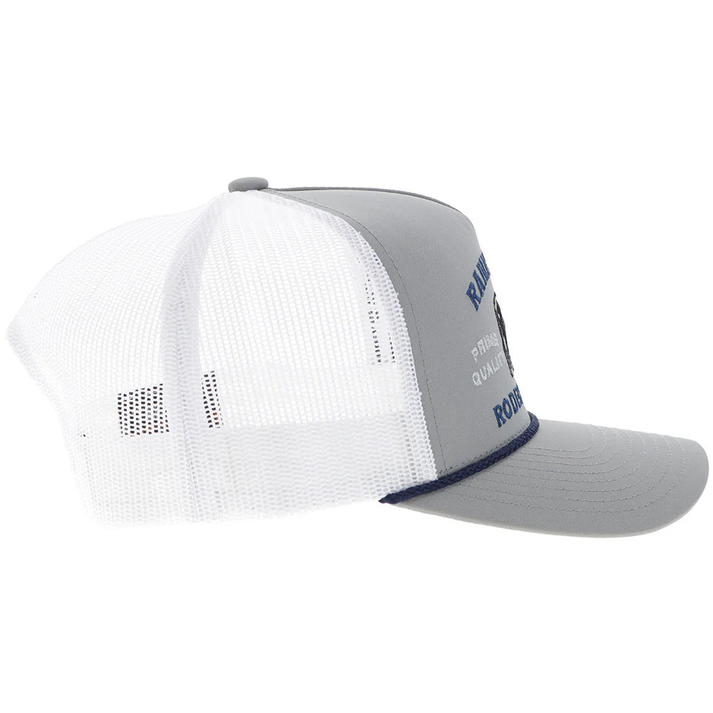 Hooey "RANK STOCK" Hat Grey/White W/ Blue & Black Stitching