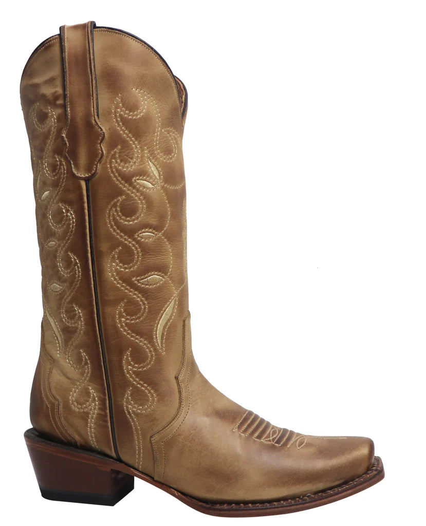 Tanner Mark Women’s 'Lewisville' Leather Square Toe Boots Sand TML205074