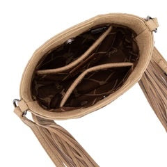 Wrangler Genuine Cowhide Top Handle Fringe Crossbody Tan WG283-8015TN