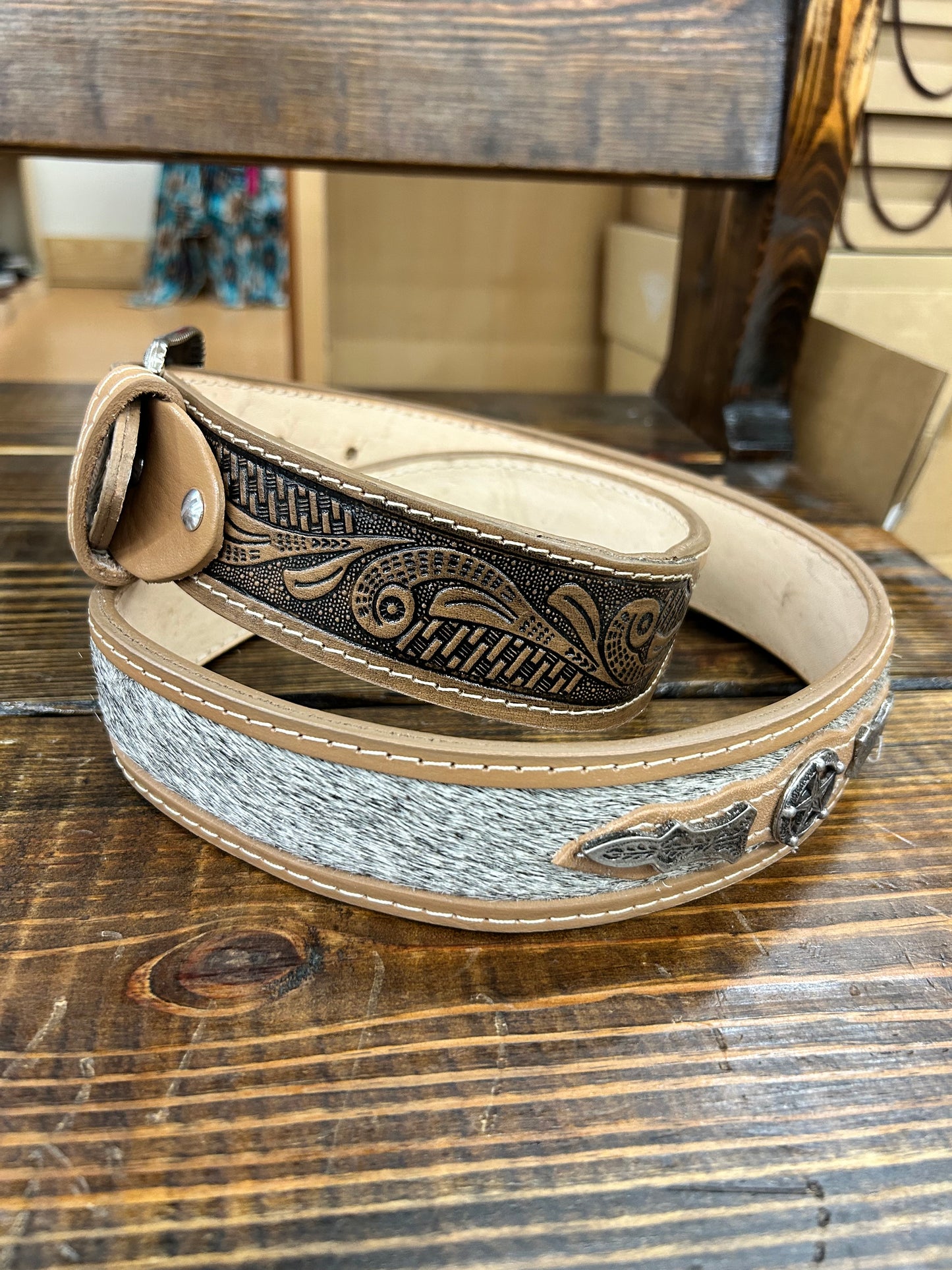 Genuine Leather Hair-on hide Belt