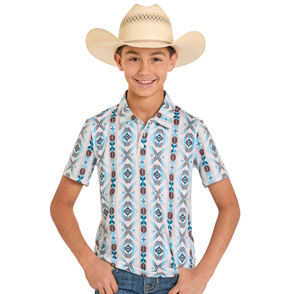 Rock & roll Aztec Printed Polo Turquoise Boys Polo BB51T08339