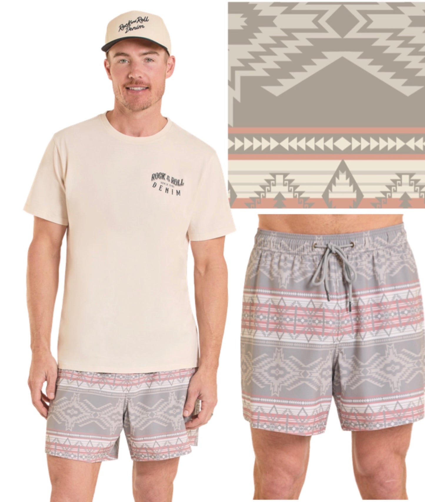 Rock&Roll Aztec Swim Volley With Lining Shorts BM68W08369