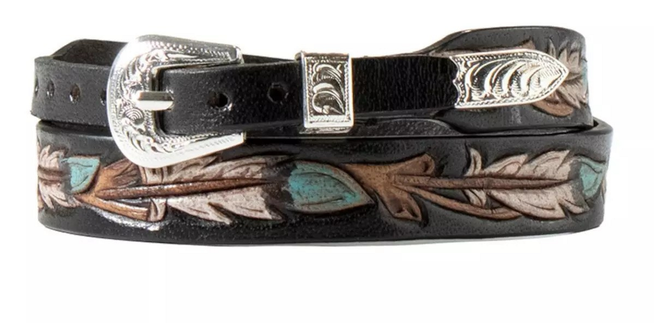Twister Tooled Paintd Feathers Hatband