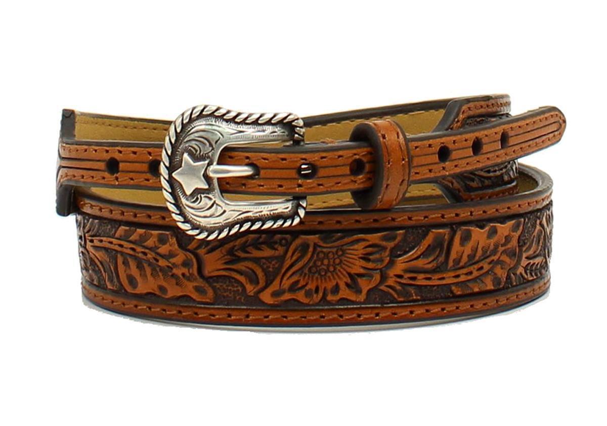 M&F Western Mens Hatband Tapered Leather Floral Embossed Tan